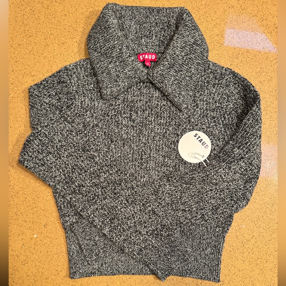 NWT STAUD Charcoal Collared Wool Sweater
